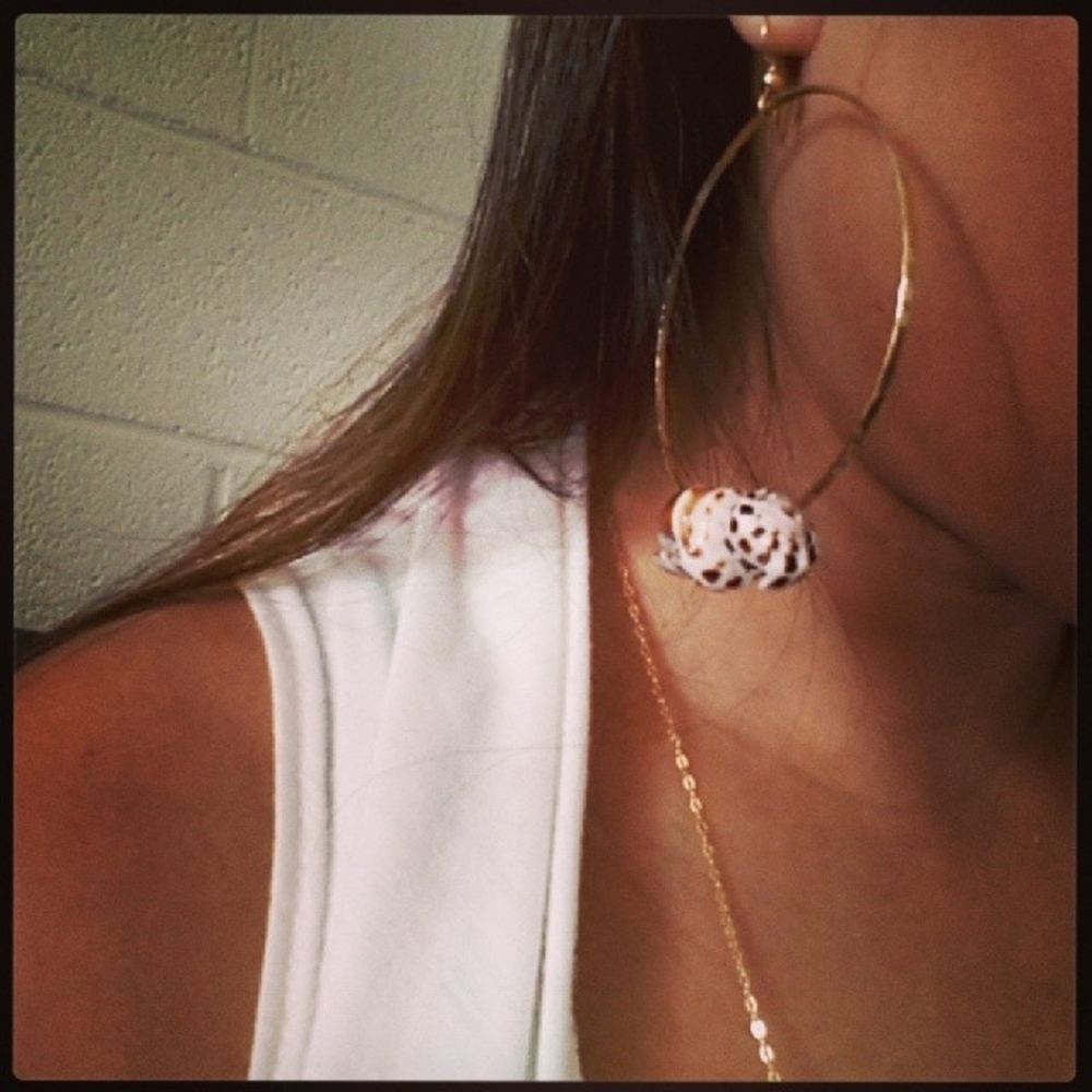 Large Hoop Hawaii Shell Gold Earrings in real 14k gold filled waterproof!